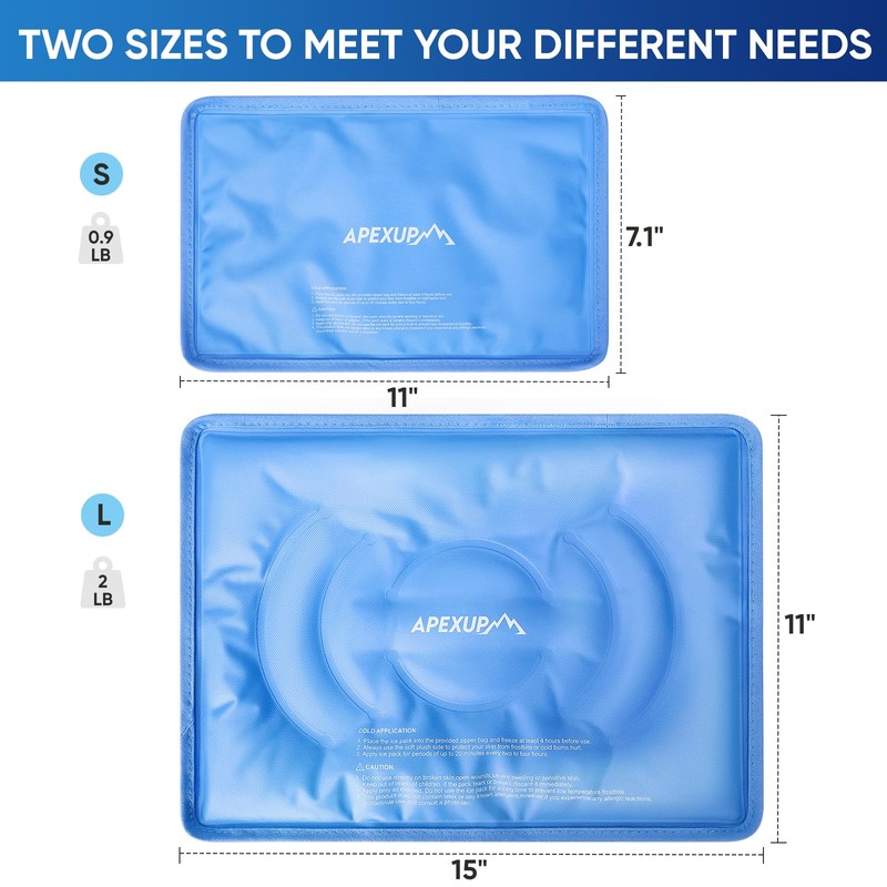 APEXUP Gel Ice Packs for Injuries Reusable, Flexible Double Sided