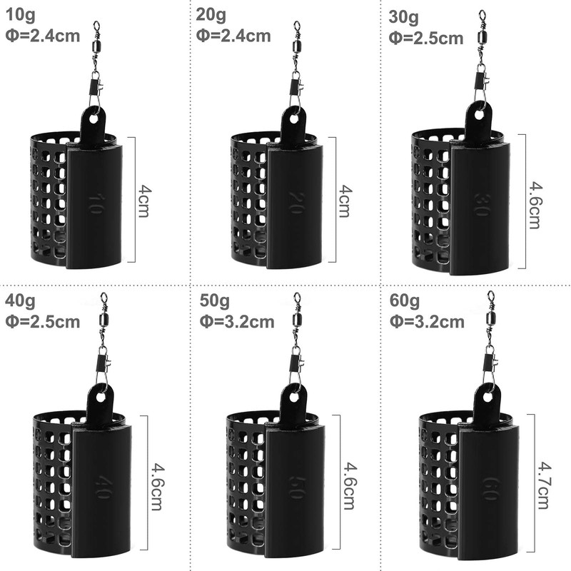 Feeder for Fishing, Metal Cage with Weights and Swivels, Snap,