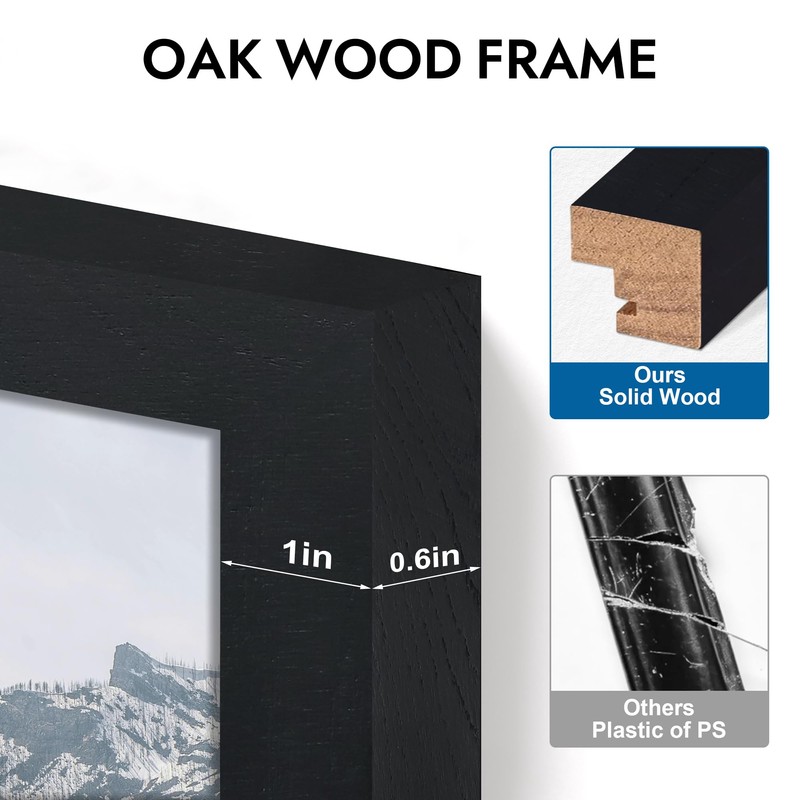 Hongkee 4x6 Oak Wood Picture Frame Collage, Real Glass and