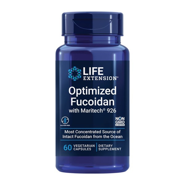 Life Extension Optimized Fucoidan with Maritech 926 - Fucoidan Supplement - Wild-Harvested Wakame from Ocean Extract for Immune Health Support - Non-GMO, Gluten-Free, Vegetarian - 60 Capsules