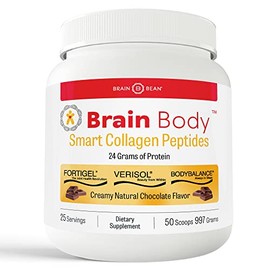 Brain Body Collagen Peptides Powder - Vital Protein & Collagen Supplement for Women & Men - Hydrolyzed Type I & III for Hair Skin, Nails & Joint Health - 25 Servings - Creamy Natural Chocolate - 997g