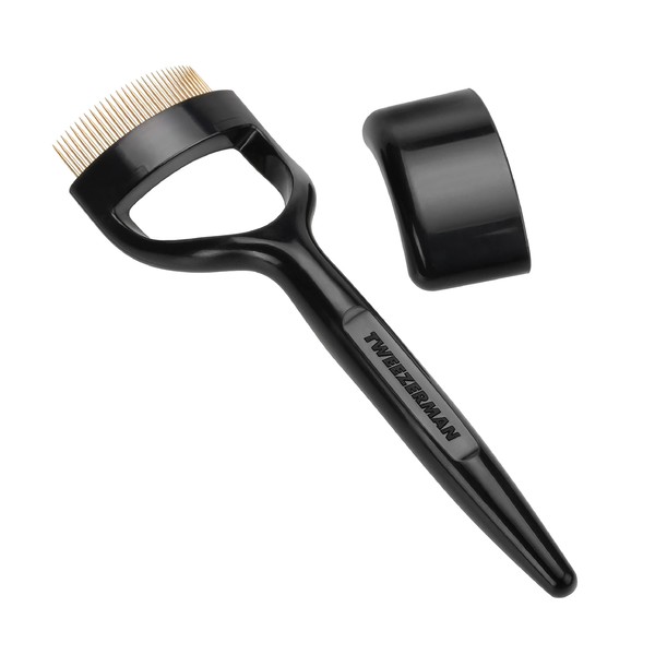 TWEEZERMAN Eyelash Comb for Round Eyes, Eyelash Brush, Retouching Brush, Premium LASHCOMB 60, Black
