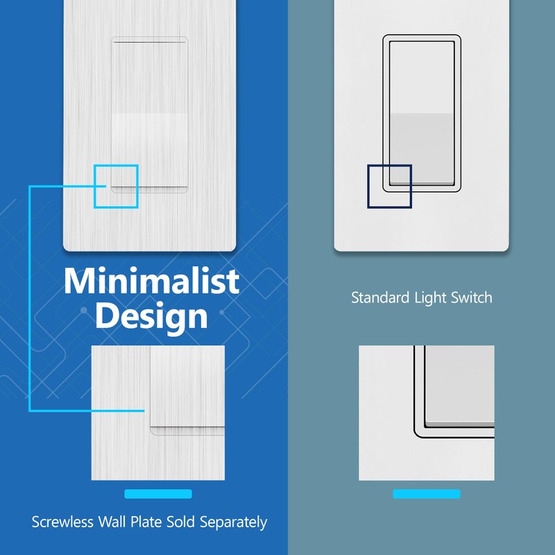 LIDER Brushed White Minimalist Design Decorator Switch with Screwless Wall