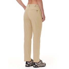 TBMPOY Women's Lightweight Hiking Pants Water Resistant Quick Dry Travel Work Camping Outdoor Pants Zipper Pockets Light Khaki M