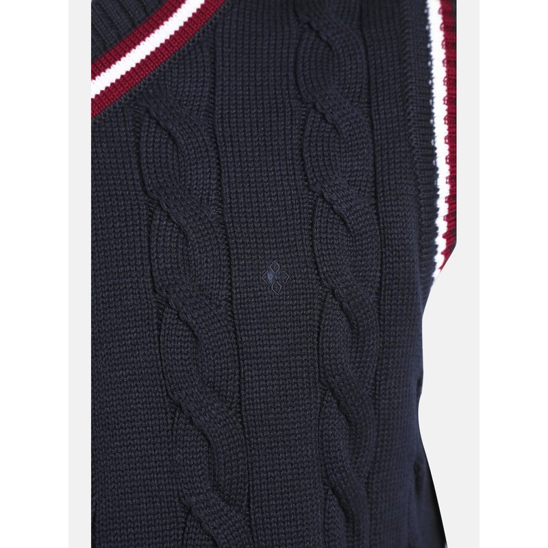 Charles Colby Men's Earl Constantine Knitted Casual Top Sleeveless, darkblue