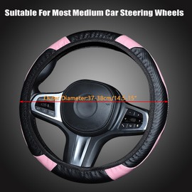 GKYZBB Pink 15 inch Steering Wheel Cover for Women Leather Universal Steering Wheel Covers for Car