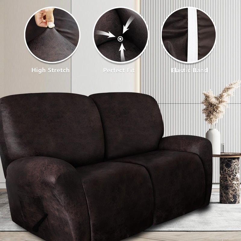 ANARACHON Leather Look Recliner Couch Cover 8-Piece Recliner Sofa Slipcovers