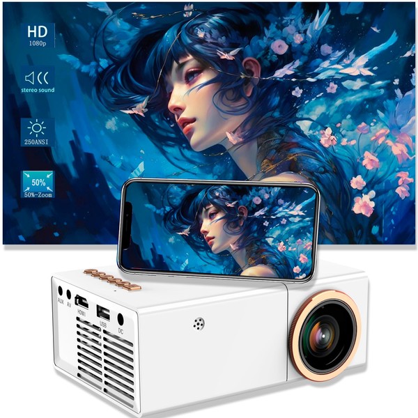 Mini Projector，G300Pro Portable Projector 4K Support，Wired Screen Synchronize Max 130"