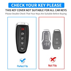 QBUC Ford Key fob Cover,Soft TPU 360°Car Key Case Protector with Keychain Compatible with Ford C-Max Edge Escape Expedition Explorer Flex Focus Taurus Lincoln MKS MKT MKX Navigator Accessories (Black)