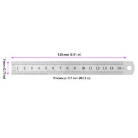 ZEONHAK 40 Pack 6 Inches Stainless Steel Rulers, Precision Metal Ruler with Conversion Table, Straight Edge Ruler for School, Office, Woodworking, Engineering