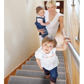 SussexHome Solid Stair Treads - 100% Polypropylene Carpet Strips for Indoor Stairs - Easy to Install Runner Rugs with Double Adhesive Tape - Safe, Extra-Grip, Decorative Mats - 13-Pack - Gray