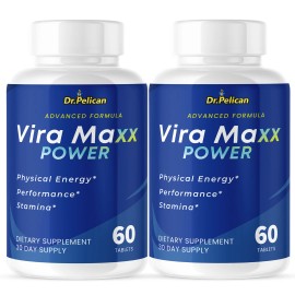 Pelican Vitamins Vira Maxx Power- Men's Health & Bodybuilding- 2 Bottles- 120 Tablets