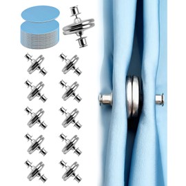 Curtain Magnets Closure, 10 Pairs Magnetic Curtain Clips with 10 Pairs Self-Adhesive Patch, Strong Curtain Magnets to Keep Curtain Closed for Bedroom Curtains, Shower Liners, Office Draperies