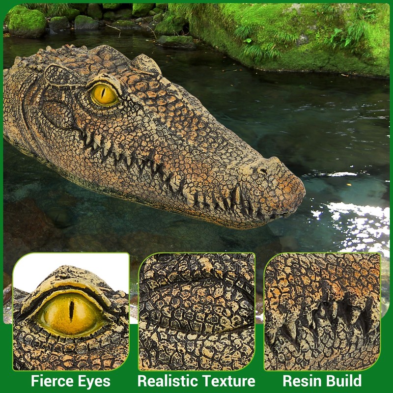 Floating Alligator Head Decoy for Pool Pond, Outdoor Fake Crocodile