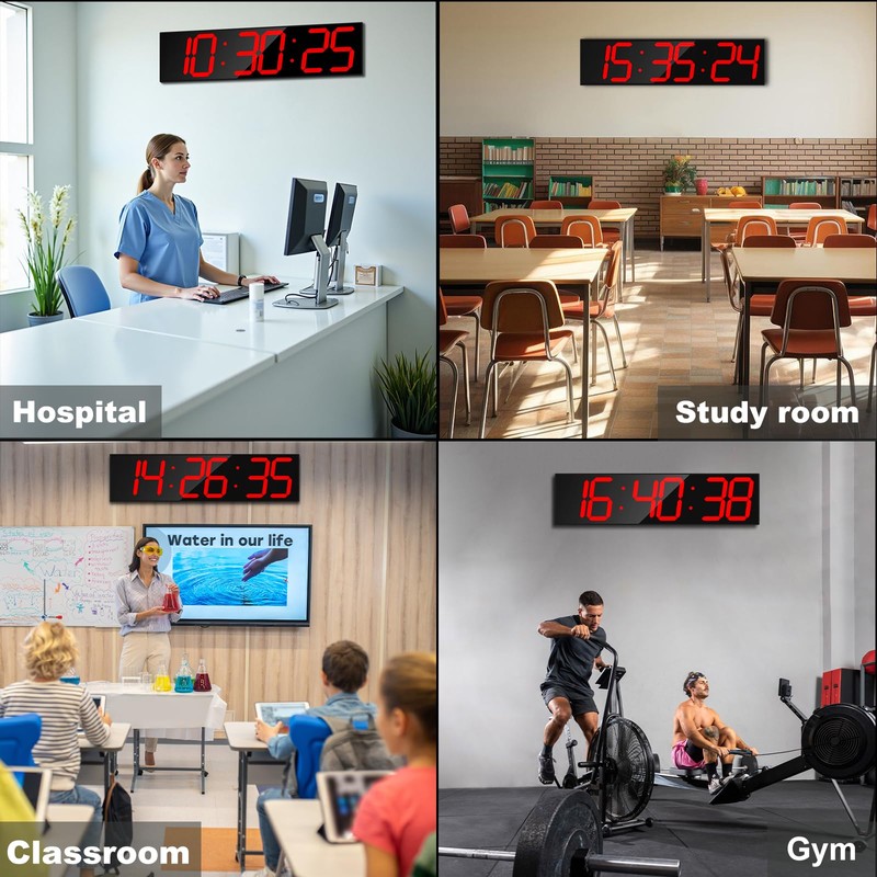 CHKOSDA 27.5''Large Digital Wall Clock,Auto Time Sync Digital Clock with