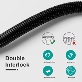 auleend 78 inch (2 m) encrypted shower hose 304 stainless steel metal - Extra long shower hose - Replacement handheld shower head - High pressure hose - black