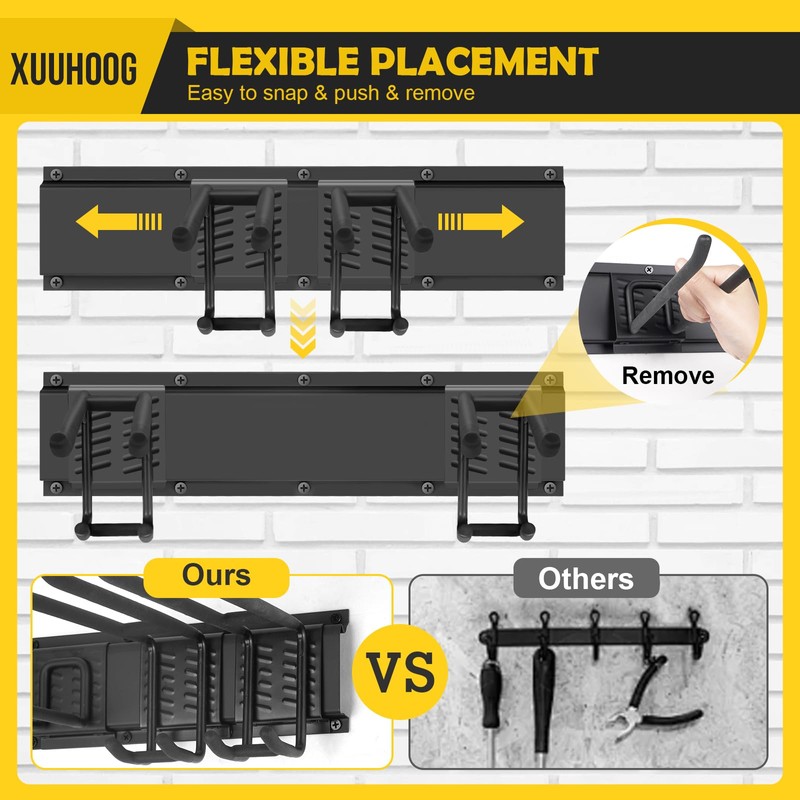 XUUHOOG 48-Inch Adjustable Garage Wall Tool Organizer with Black High-Strength