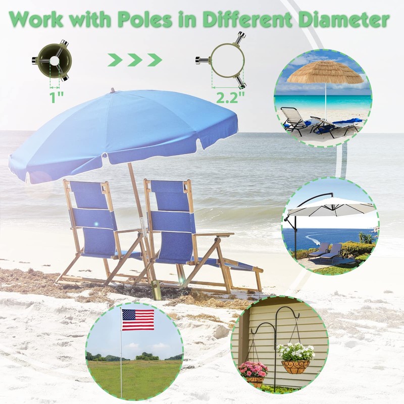 DAKEPOLE Patio Ground Beach Sand Umbrella Anchor,Rust Free Outdoor Beach