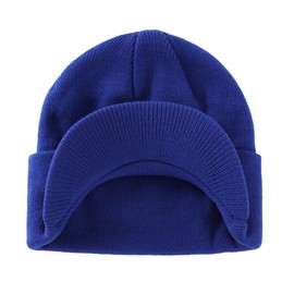 Magracy Unisex Men's Warm Visor Beanie Outdoor Double Knit Hat with Peak Winter Hat, Light Royal Blue
