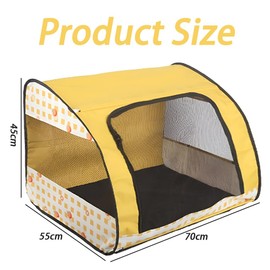 Cats Pen Tent with Zipper, Foldable Breathable Mesh Cat Birthing Box Foldable Pet Exercise Pen Tents Indoor/Outdoor (Yellow)
