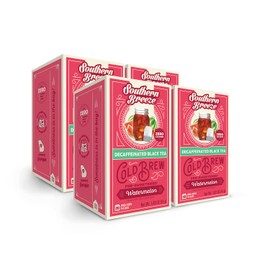 Southern Breeze Decaf Cold Brew Sweet Tea Watermelon Iced Tea with Black Tea and Zero Carbs Zero Sugar, 20 Individually Wrapped Tea Bags, Pack of 4