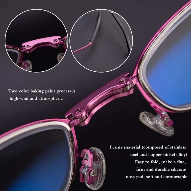 OSSAT Metal folding reading glasses Spring Hinge for women