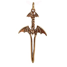 Kiss of Leather Sword Dagger Bat Bronze Pendant No. 38, Bronze