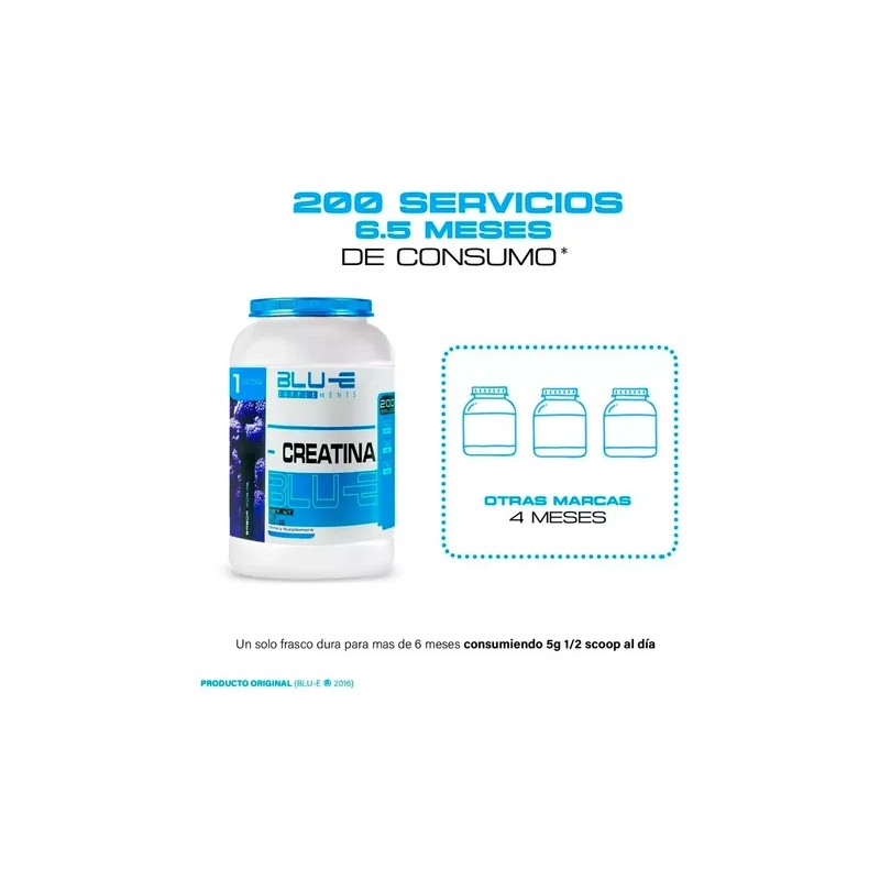 Creatina Blu-e Monohidratada 1k 200 Servicios Varios Sabores