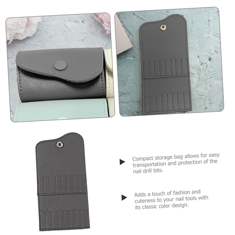 SAFIGLE 16Holes Nail Drill Bits Holder Portable Storage Bag for