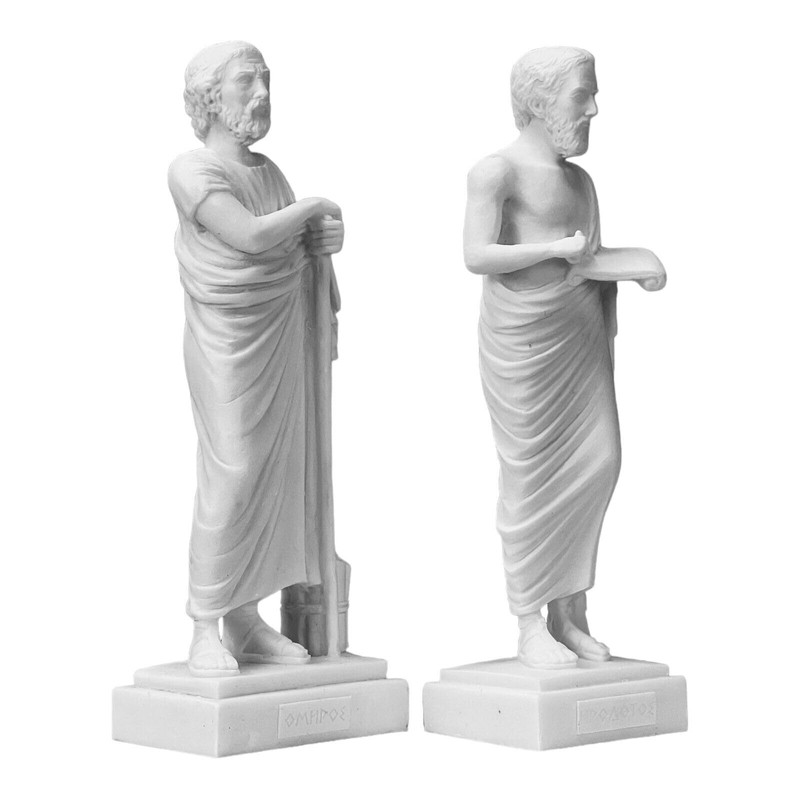 Set Homer & Herodotus Ancient Greek Authors History Sculpture Statue