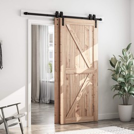 SMARTSTANDARD 6 Feet Bypass Sliding Barn Door Hardware Kit - for Double Wooden Doors-Single Track - Smoothly & Quietly - Easy to Install-Fit 60" Opening