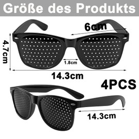 NISENTIA Rasterbrille, 4 Stück Lochbrille für Augentraining Original Rasterbrille Augentraining Pinhole Glasses mit Faltbaren Bügeln Augentrainer Lochbrille für Augentraining zur Entspannung Schwarz