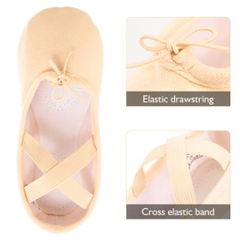 Soudittur Dancing Shoes, Ballet Shoes, Ladies’ Cotton Cloth Split Leather Sole Training Ballet Slippers for Children and Girls/Ladies in Sizes EU 23 - 44 / UK Children’s 6 - Adults’ 9½ - Beige - 35 EU