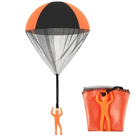 Parachute Toy Soldiers Hand Throw Army Men Toy Parachute Hand Throw Toy Tangle-Free Outdoor Flying Toy for Boys and Girls (Orange Black)