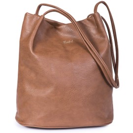 Mabel London Women's Fashion Designer Medium Size Plain Soft Vegan Leather Hobo Bucket Tote Shoulder Bag - Delilah (Medium Tan)