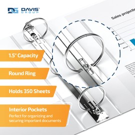 QuickFit Landscape 3 Ring Legal Binder, Heavy-Duty Round-Ring Binder with Clear-View Cover, 8.5" x 14", Pack of 4, Round Ring, White