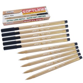 SoftLine Ballpoint Pens, BLACK, Fine Point (0.7mm), Pack of 10, Smooth Ink Flow, Everyday Ball Pens, Perfect for School Office Home, iZOFAX Black Ball Pen