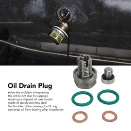 M14.1-1.5x15mm Stainless Steel Oil Drain Plug with Hex Wrench, Anti Leakage O Ring, Gasket, Oversize Piggyback Drain Plug Self Tapping Oil Pan Thread Repair Kits (M14.1-1.5x15mm)