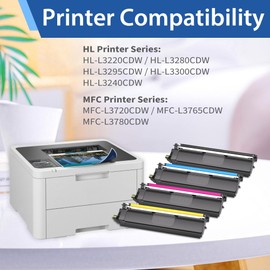 TN229 TN229XL Toner Cartridges 4-Pack Replacement for Brother tn229 Toner cartridges to Work with HL-L3280CDW HL-L3220CDW MFC-L3780CDW MFC-L3720CDW Printer Toner - TN229 TN-229 TN229XL Toner