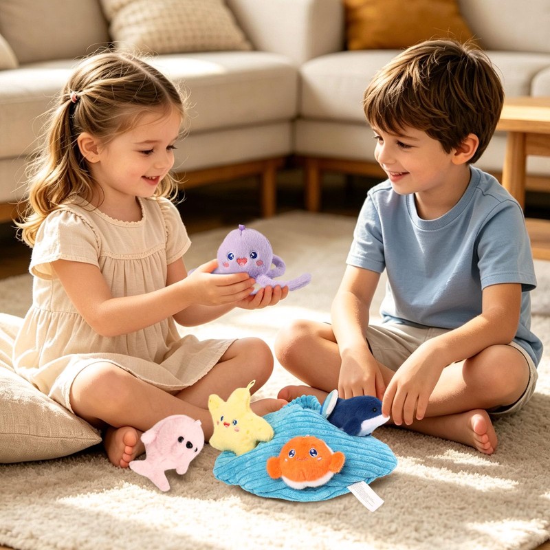 MIAODAM Ocean Sea Stuffed Animal Plush Set, 6Pcs Soft Sea