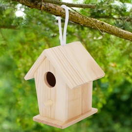 Qcwwy 4 PCS Birdhouse, Soft Texture Exquisite Workmanship Bird Nests Mini Outdoor Hanging Wooden Bird House Cage Birds Safe Shelters for Birds to Rest and Live