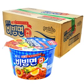 Paldo Fun & Yum Bibim Men Instant Cold Cup Noodles, Brothless Cold Ramen with Sweet & Spicy Seasoning Sauce, Best Oriental Style Korean Ramyun, Soupless K-Food, 팔도 비빔면 킹 컵 115g (4.05 oz) x 16 Pack