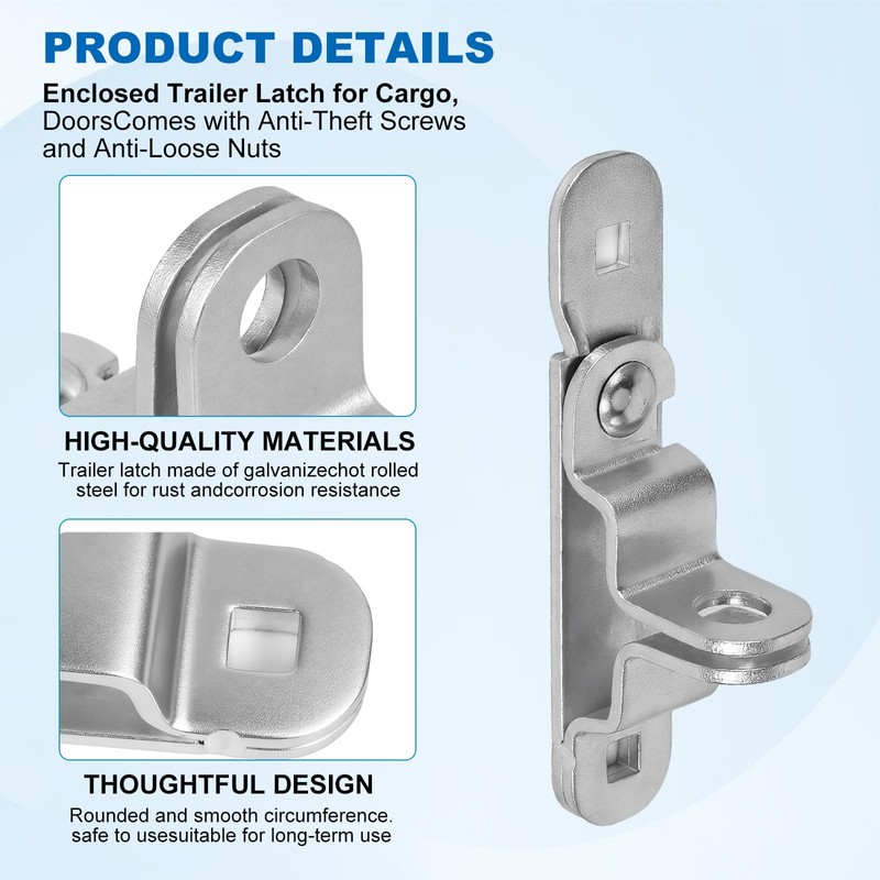 Heavy-Duty Cargo Trailer Door Hasps (Includes Bolt, nut, Washer, and