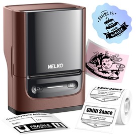 Nelko Label Maker Machine with Tape, PM220 Bluethooth Label Printer, 2 Inch Portable Thermal Printer for Small Business, Address, Logo, Clothing, Sticker Printer for Phones & PC, Maroon