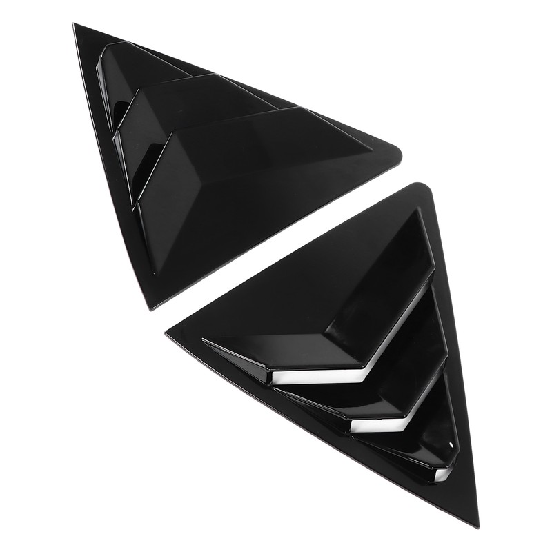 2pcs Gloss Black Rear Side Window Louvers Trim Air Vent