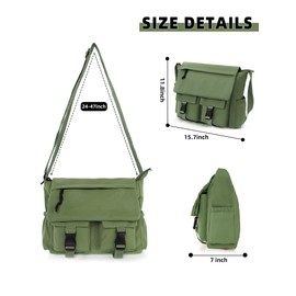 Canvas Messenger Bag for Men Women,Crossbody Shoulder Bag 15.6 Inch Travel Messenger Canvas Shoulder Work Daily Vintage