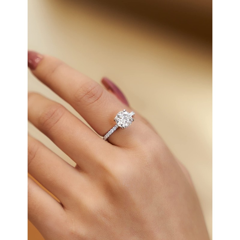 IMOLOVE Moissanite Engagement Ring for Women, Moissanite Wedding band for