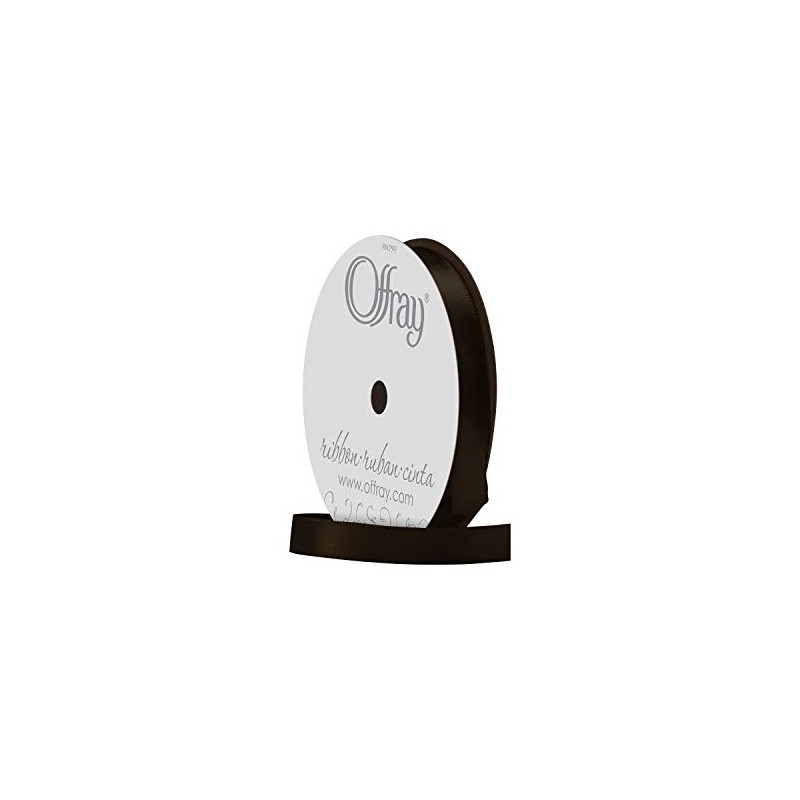 Offray Single Face Satin Craft Ribbon, 3/8-Inch x 18-Feet, Brown