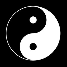 Tao Te Ching Ying and Yang 6" Vinyl Sticker Car Decal (6" White)