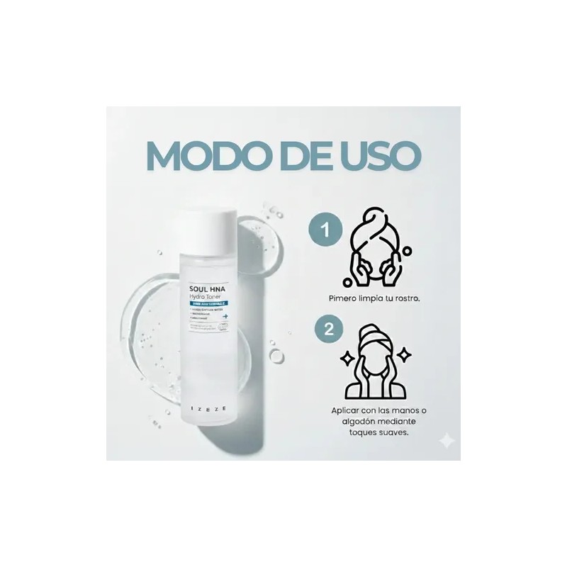 IZEZE Tonico Hidratante Coreano 150ml Esencia Liquida Con 8 Acidos